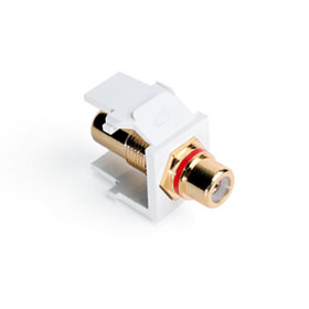 QuickPort White RCA Jack with Red Stripe