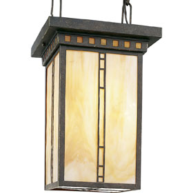 Weathered Bronze Arts and Crafts Foyer Hanging Fixture