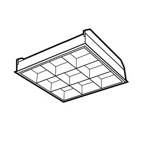 P4D22 2 x 2 2-Lamp T8 Fluorescent Recessed 9-Cell Parabolic Luminaire