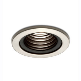 Brushed Nickel 3 in. Low Voltage Black Step Baffle Trim